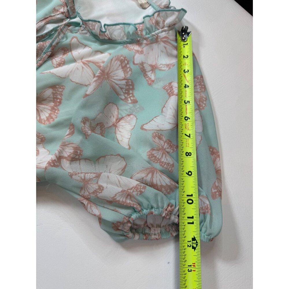 Altard State Butterfly Print Mint Ruffled Dress Size M Polyester (HH224) - Picture 5 of 10